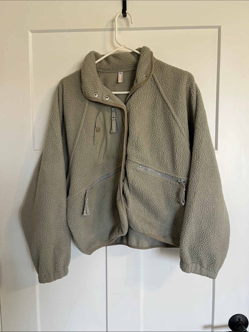 Free People Sage Green Sherpa Fleece Jacket